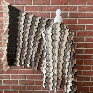 Missoni Foulard Zigzag Chevron Pattern Wool Blend Shawl Wrap Scarf 27”x100”